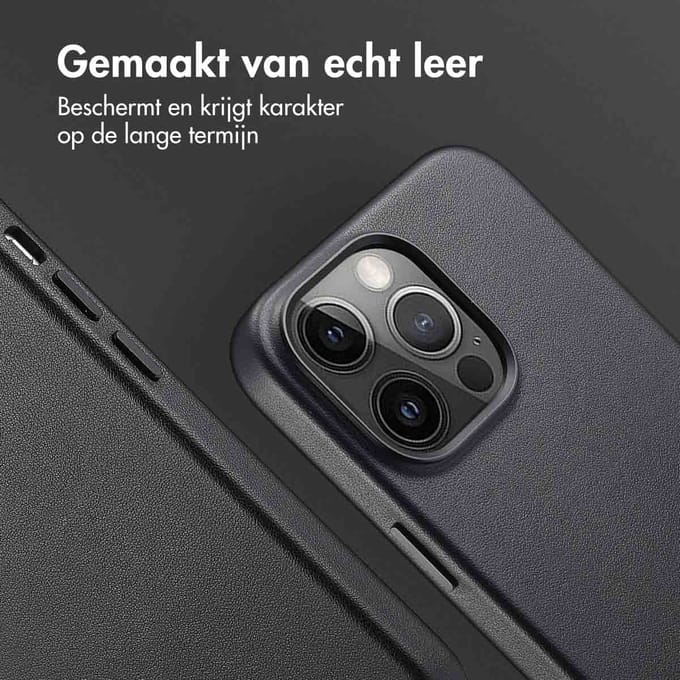 Accezz Hoesje - Geschikt voor iPhone 14 Pro Max - geschikt voor MagSafe Leather Backcover - Black