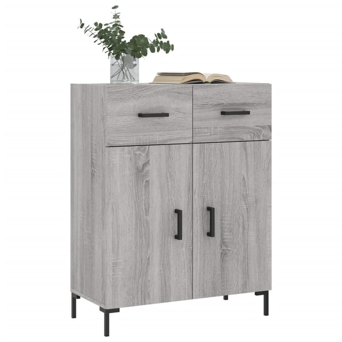 vidaXL - Dressoir - 69,5x34x90 - cm - bewerkt - hout - grijs - sonoma - eikenkleurig