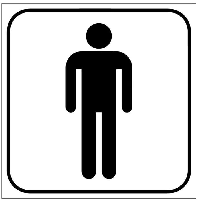 Toilet heren sticker, wit 200 x 200 mm