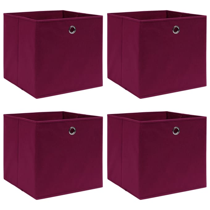 vidaXL - Opbergboxen - 4 - st - 32x32x32 - cm - stof - donkerrood