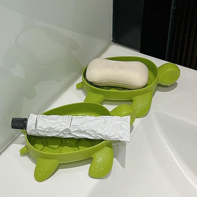 Cartoon Schildpad Zeepbakje, Schattig En Creatief Zeepbakje, Spoelbak, Huishoudelijk Groen Super Schattig Afdruiprek.