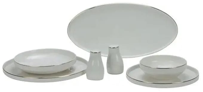 Bricard Lunel - Porseleinen Serviesset/Dinerset – 27-Delig – 6 Persoons – Wit/Goud