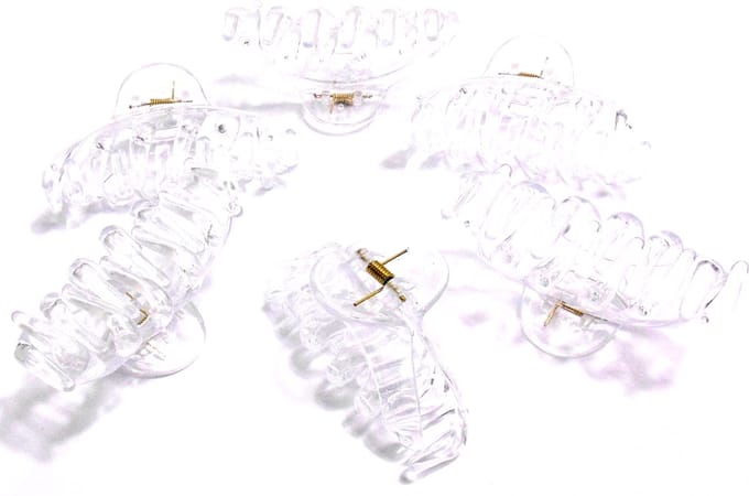 6 grote spin haarklemmen 10 cm transparant