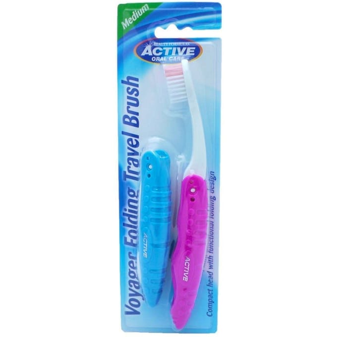 Active Oral Care Folding Travel Toothbrushes Medium 2 st