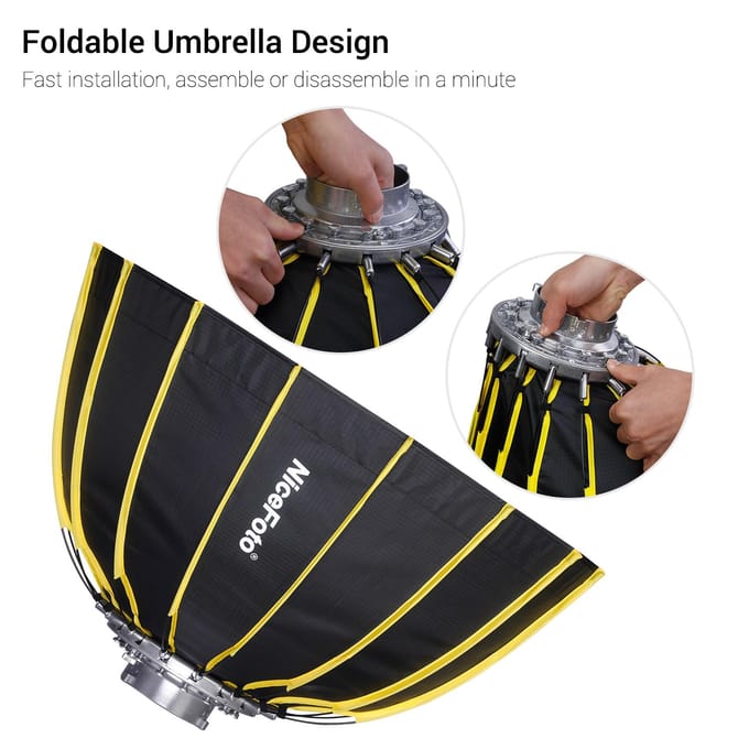 NiceFoto 60cm / 23.6inch Draagbare Snelle Installatie Zeshoekige Softbox met Zachte Diffusordoek en gray