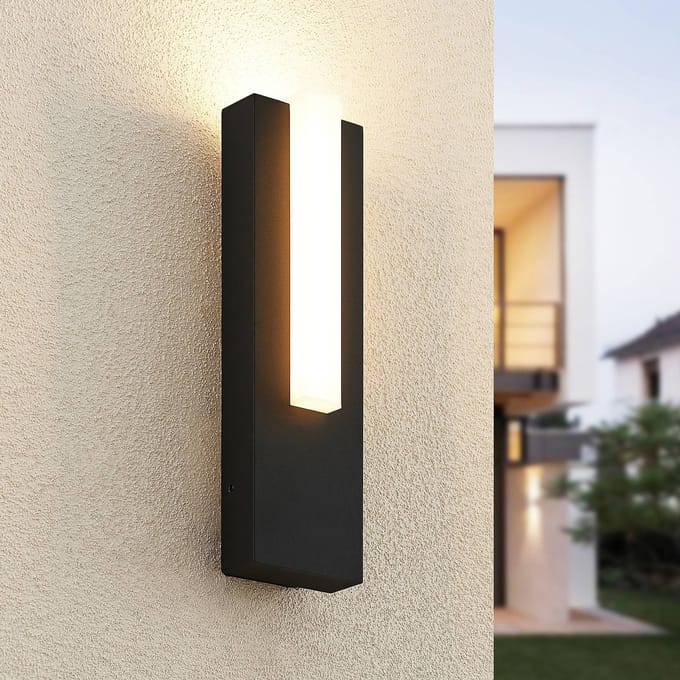 Lucande LED buiten wandlamp Virgalia, 31cm, antraciet, IP65