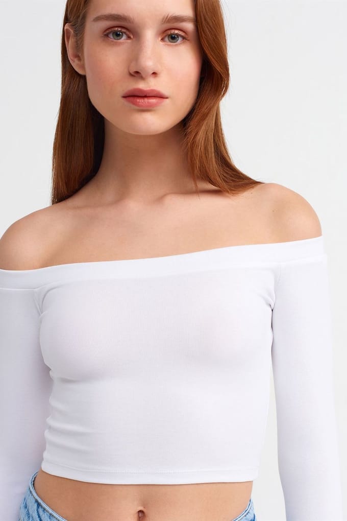 Dames Off-shoulder Crop Blouse