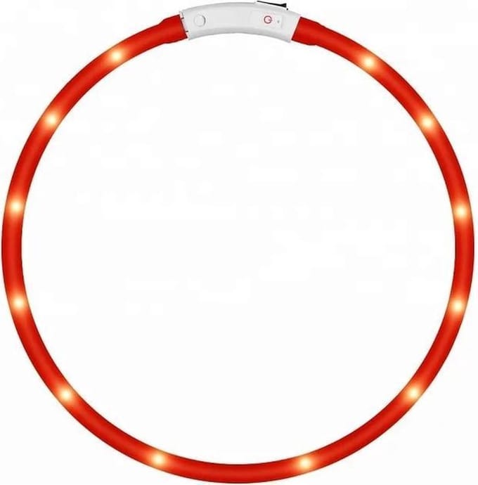 LOUZIR LED Honden halsband - Rood - 20 - 70 cm - USB Oplaadbaar
