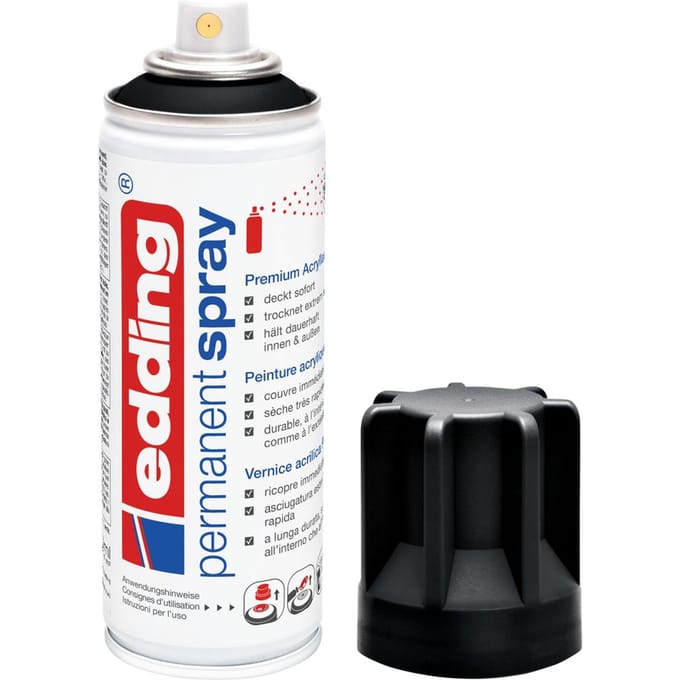 edding Spray 5200, 200 ml, premium acryllak mat, spuitbreedte ca. 50-60 mm, zwart mat
