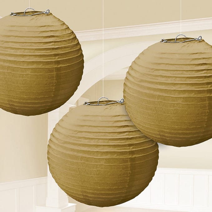 3 gouden lampionnen 21cm