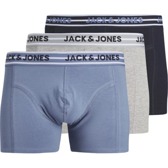 Jack & Jones Heren Boxershorts Trunks JACPETER Blauw/Grijs/Donkerblauw 3-Pack - Maat M