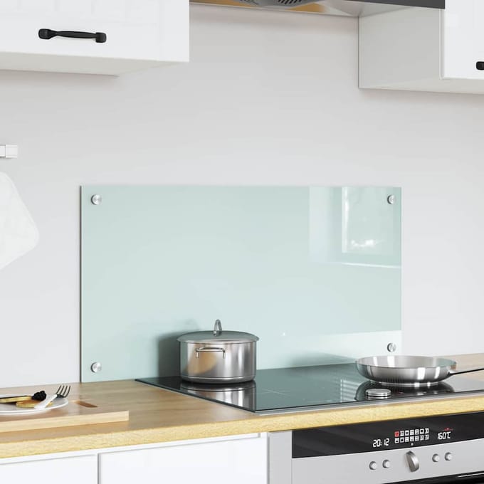 vidaXL - Keuken - Spatscherm - Wit - 80 - x - 40 - cm - gehard - glas