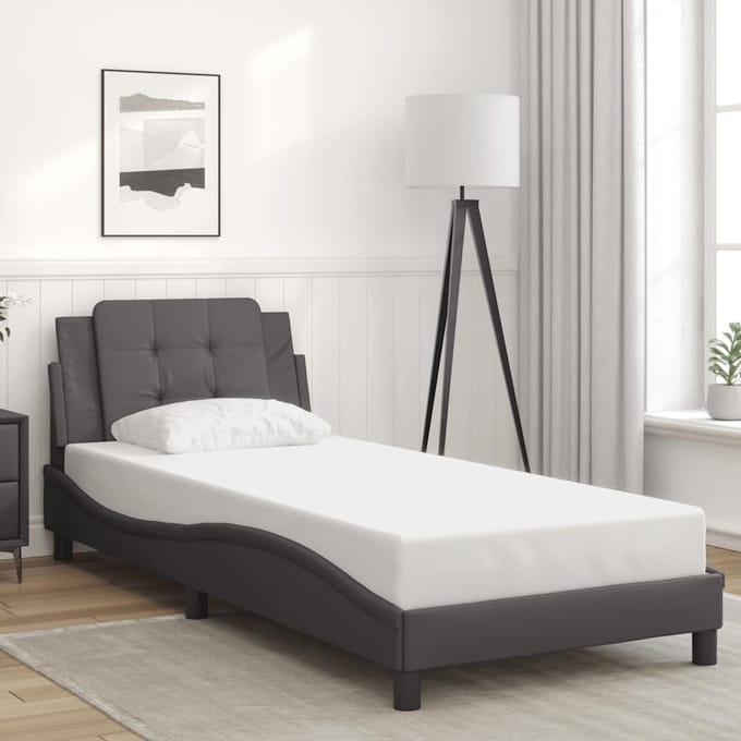 vidaXL - Bedframe - zonder - matras - "Zadar" - kunstleer - grijs - 90x190 - cm