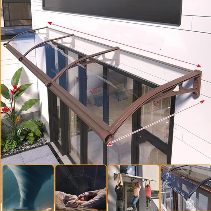 Terrasoverkapping Polycarbonaat - Regenkap Deur - Bescherming Buiten - UV-blokkerend Transparant - 100 x 80 cm - Transparant Wit