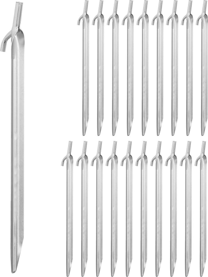 tentharingen - set van 20 - 30 cm - staal - grondpennen - zilver
