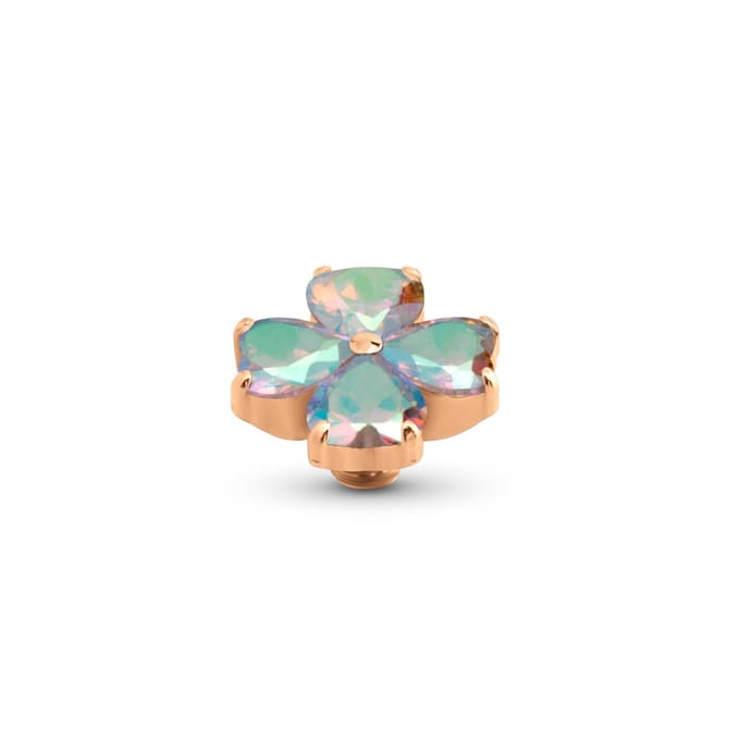 Melano Twisted Heart Clover Steentje Aurora Borealis | Rosé