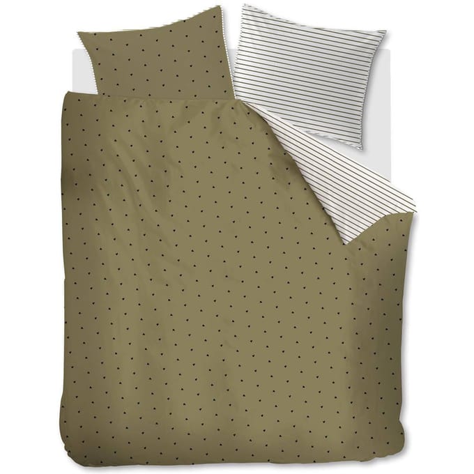 Vtwonen Striped Hearts dekbedovertrek - Lits-Jumeaux - 240x200/220 - Groen