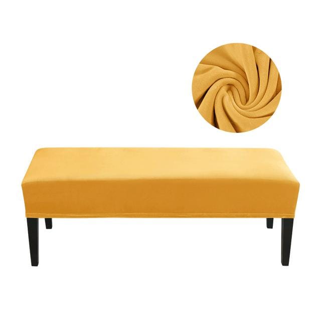 Fluwelen Eetkamerstoelhoes ,Rechthoekig ,Dik ,Antislip ,Afneembaar En Wasbaar 112-150cm beige