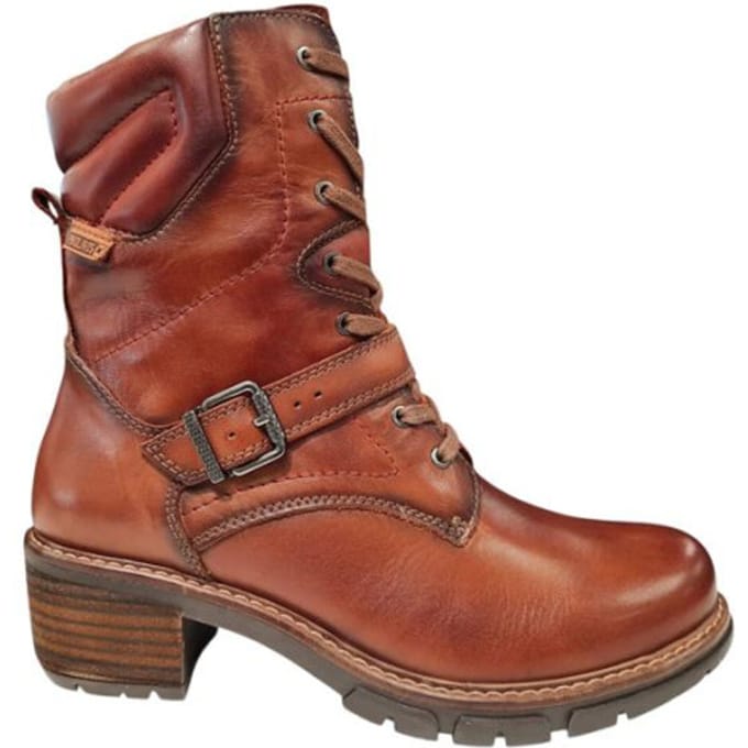Pikolinos Cognac Leren Dames Veterboots - Cognac - 38