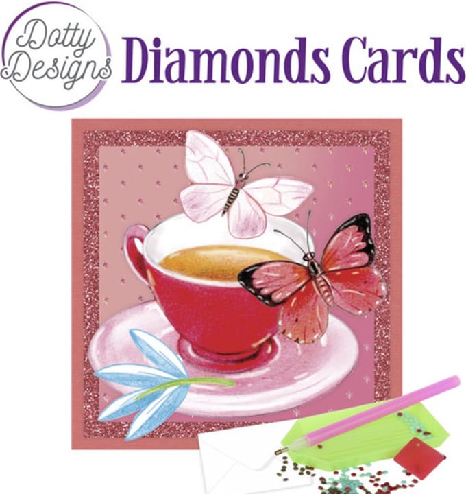 Diamond Painting Dotty Design Diamonds Cards | Tea with butterflies