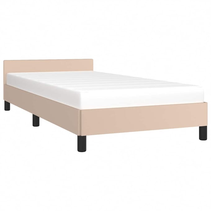 vidaXL - Bedframe - met - hoofdeinde - zonder - matras - Cappuccino - 90x190 - cm
