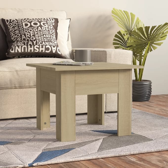 vidaXL - Salontafel - 55x55x42 - cm - bewerkt - hout - sonoma - eikenkleurig