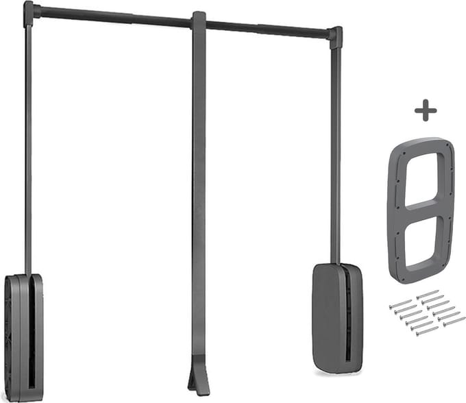 Emuca Washington Kledinglift - Garderobelift - Kledingroede - Kledingstang - Grijs - 45/60cm
