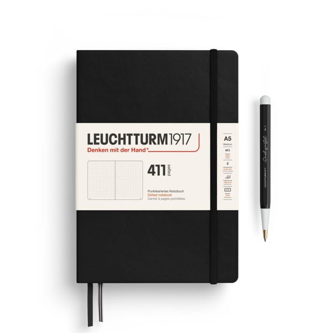 Leuchtturm notitieboek 411 black dotted medium hardcover a5 145x210mm