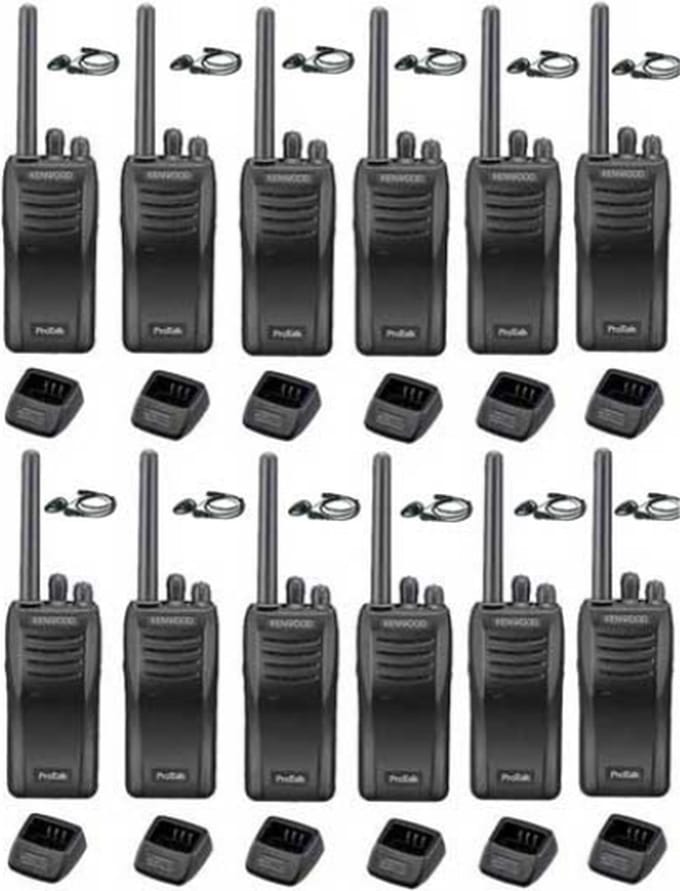 Set van 12 stuks Kenwood TK-3501 PMR446 met D-shape oortje en tafelladers