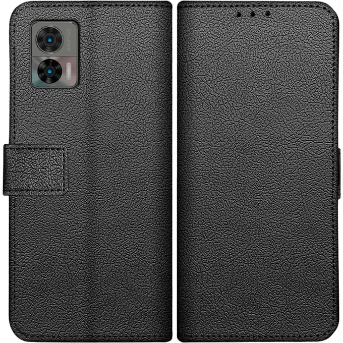 Just in Case Edge 30 Neo Leren Portemonnee Hoesje Zwart