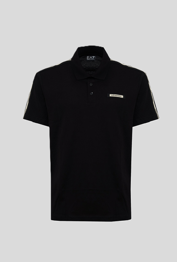 polo met logo mouwen man zwart