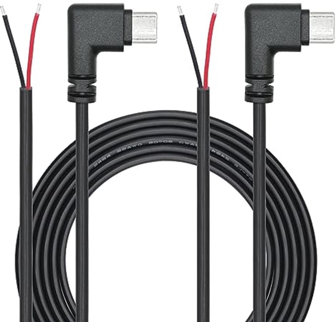 USB C naar 2-pins Bare Wire Open End Kabel 2 m - 90 Graden Hoekontwerp voor Doe-Het-Zelf Projecten