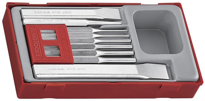 Beitel- en doorslagset TT1 tray 9 delig Teng Tools