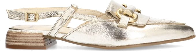 Manfield - Dames - Gouden leren slingbacks met bandje - Maat 37