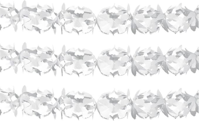 Feest slinger/guirlande - Set van 3x stuks - wit - papier - 6 meter - verjaardag