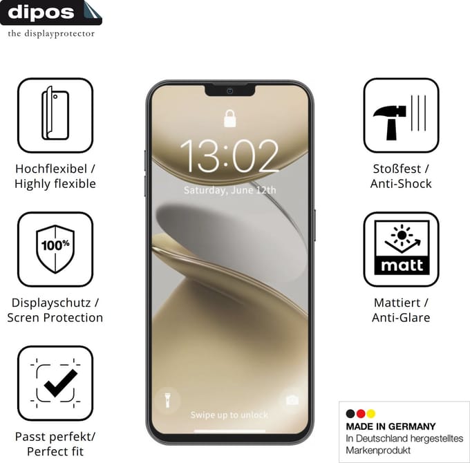 dipos FLEX – 2x Matte Screenprotector geschikt voor GFive Note 25 | Volledige Schermbescherming | Case-Friendly