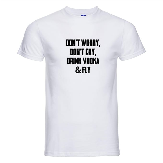 DON´T WORRY DON´T CRY T-shirt - 100% Katoen - Maat L - Classic Fit - Wit