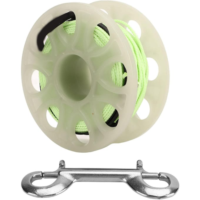 Duikspoel 30m Duikvingerspoel met Dubbelzijdige Haak Fluorescerend Groen beige
