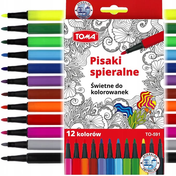 Toma wasbare pennen TO-591 - 12 levendige kleuren