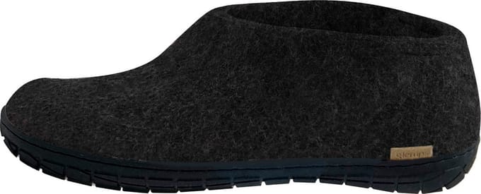glerups Dames en Heren slippers rubberen zool Schwarz