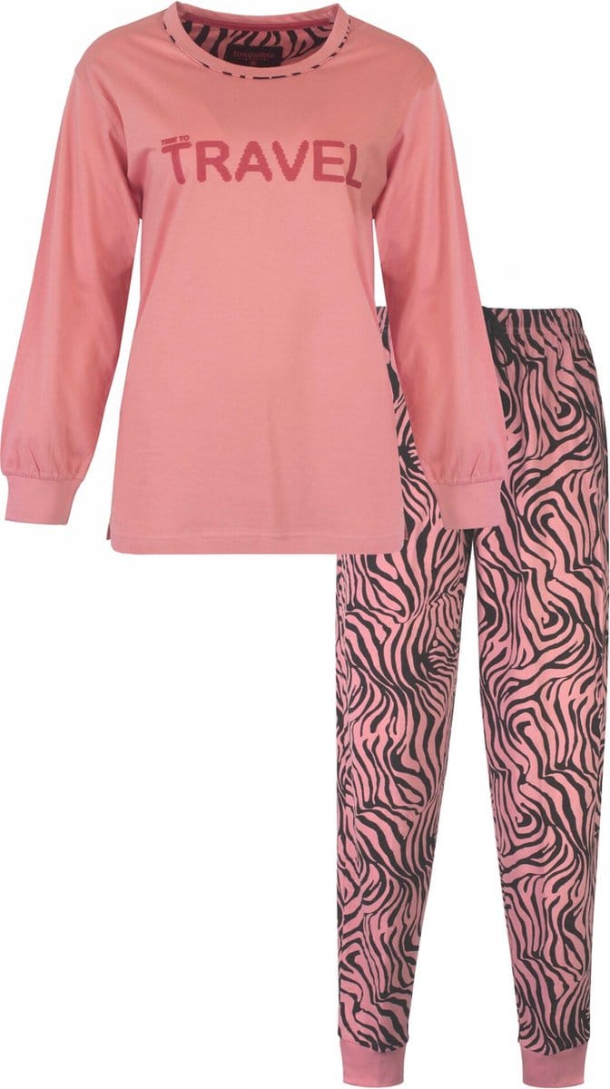 Irresistible Dames Pyjama - Katoen - Zebra Print - Rose - Maat L