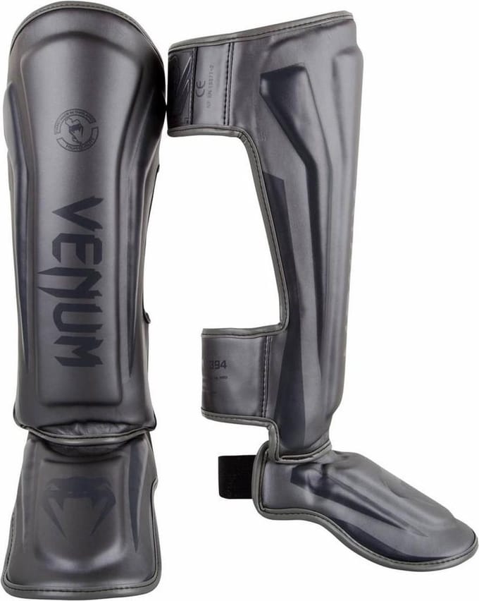 Venum Elite Stand Up Shinguards Scheenbeschermer Grijs - M