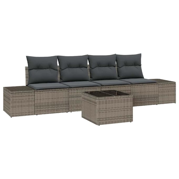 vidaXL Bankstel 5 st Grijs poly rattan
