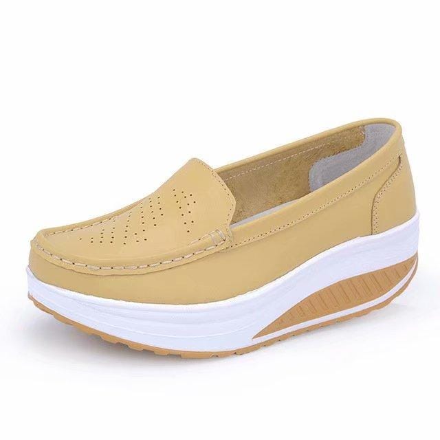 Chaussures de travail décontractées à semelles compensées solides pour femmes, chaussures de travail à semelle épaisse 35 jaune