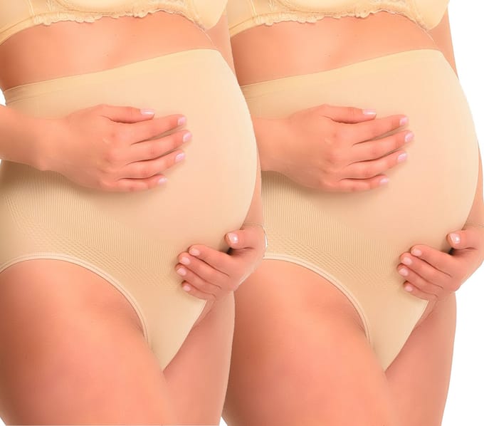 Mamsy - 2-Pack Seamless zwangerschaps Slip met shapewear effect - Beige- XS/S