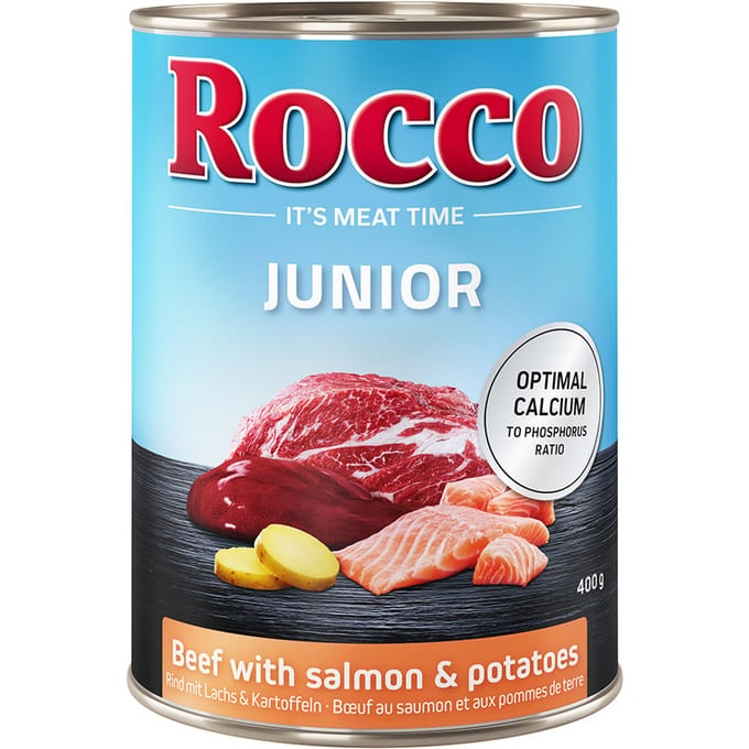 6x400 g Rocco Junior Rund met Zalm & Aardappelen Honden Natvoer