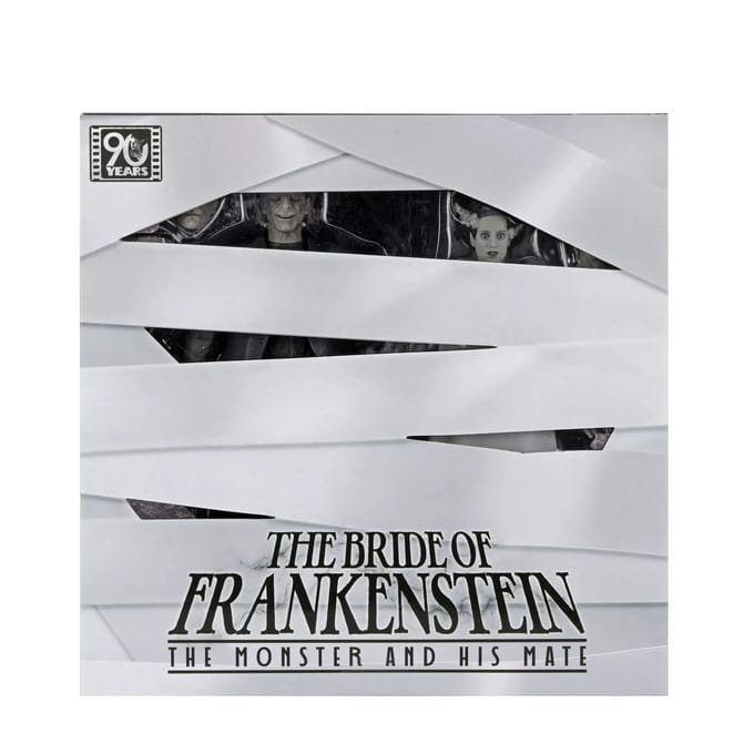 NECA Universal Monsters Bride Of Frankenstein Monster And His Mate 2-Pack 7 Inch Scale Action Figure (B/W Version)