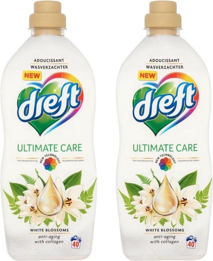 Dreft Wasverzachter Ultimate Care White blossoms 80 wasbeurten - 2 x 1 l