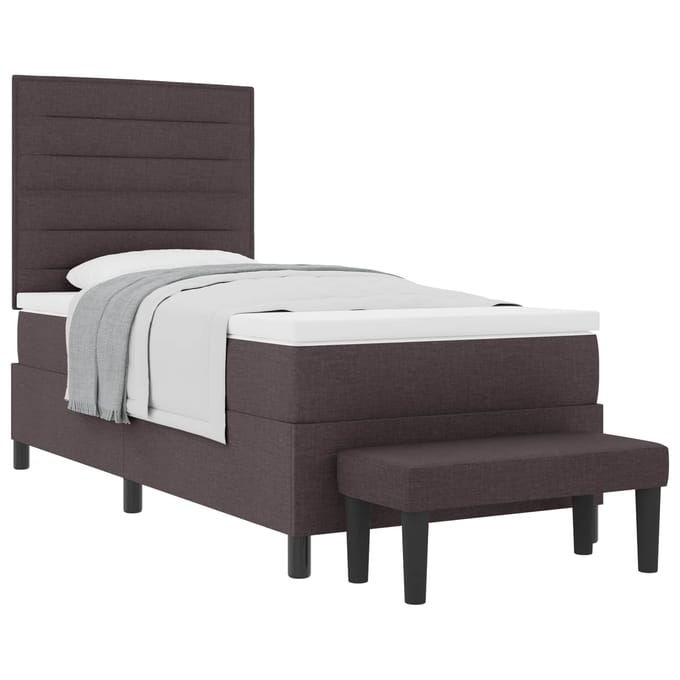 vidaXL - Boxspring - bed - met - hoofdeinde - Donkerbruin - 100 - x - 200 - cm - Stof