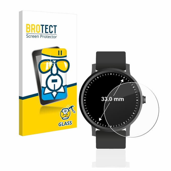 BROTECT - Glas Screenprotector voor Horloges (Rond, ø: 33 mm) - Gehard Beschermglas 9H